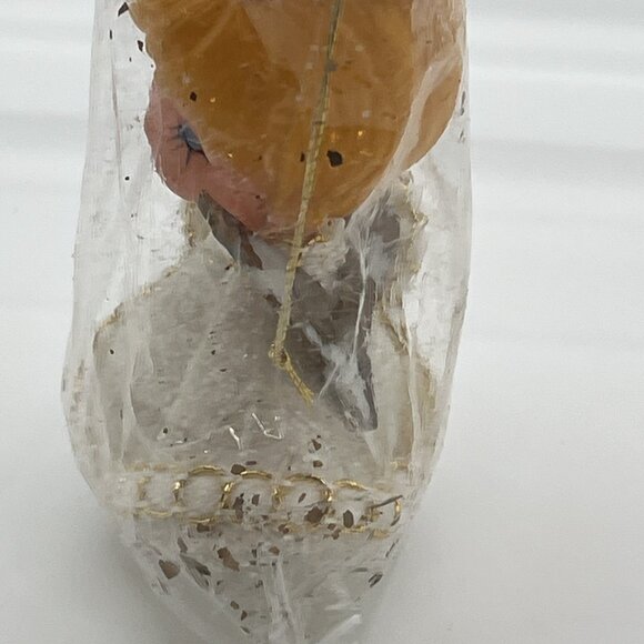 Vintage 3" Angel Blow Mold Ornament w/ Wings Hong Kong Original Package flocked - Picture 11 of 16
